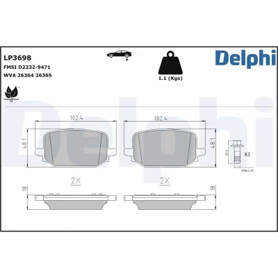 Imagem de DELPHI LP3698 Jogo de pastilhas para travão disco não preparado indicador aviso desgaste com chapa anti ruído acessórios