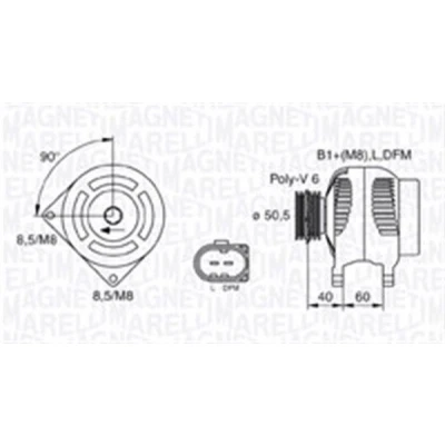 Imagem de MAGNETI MARELLI 063731542010 Alternador 14V 90A SEAT: Ibiza 2, 3, Alhambra I, VOLKSWAGEN: Polo IV Hatchback, Caddy 2 Kastenwagen