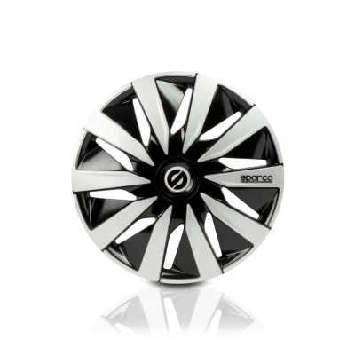 Imagem de 4 tampões preto/prata sparco lazio 15 polegadas