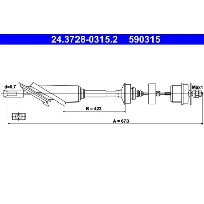 Imagem de ATE 24.3728 0315.2 Cabo de Embreagem PEUGEOT: 106 II Hatchback, I Van / CITROËN: Saxo Hatchback