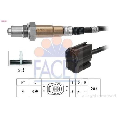 Imagem de FACET 10.8139 Sonda lambda com material de fixação aquecimento, plana, Rosca pré lubrificada MAZDA: 3 Hatchback