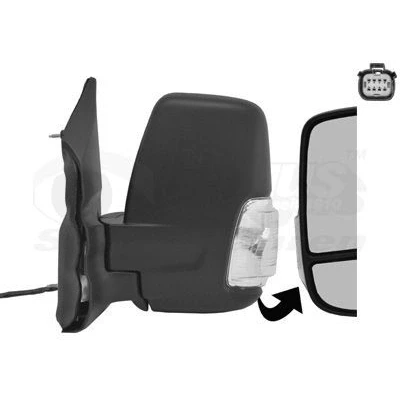 Imagem de espelho retrovisor Van Wezel 1991805 esquerda preto completo, convexo, para regulação eléctrica dos espelhos, aquecível, com grande an