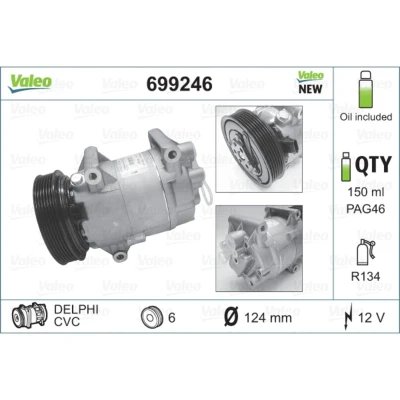 Imagem de VALEO NEW ORIGINAL PART 699246 compressor 6CVC 12 PAG 46 R 134a com óleo de RENAULT: MEGANE 2 Coupe Cabriolet, Kombi,