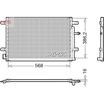 Imagem de DENSO DCN02038 Condensador sem secador 568x386.2x16 R 134a 568 AUDI: A4 B7 Avant, Sedan, B8 Sedan