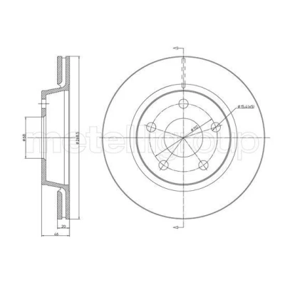 Imagem de METELLI Disco de travão AUDI: A8 D2 269,0mm 20,0mm 5 46,5mm ventilado pintado 23 1734C Discos