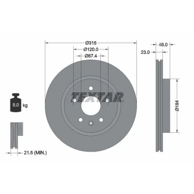 Imagem de TEXTAR PRO 92187303 Disco de travão OPEL: Insignia A Sports Tourer, Sedan, Hatchback, CHEVROLET: Aveo / Kalos Sedan