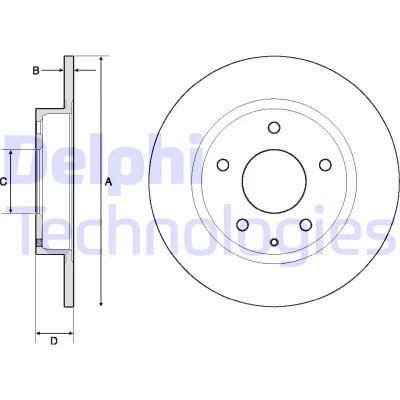 Imagem de DELPHI BG4707C Disco de travão 265 9 5 cheio revestido não tratado sem o rolamento da roda, anel sensor do ABS MAZDA: CX 3, 3 Hatchback