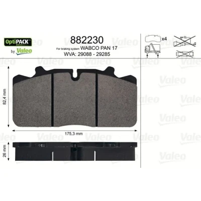 Imagem de VALEO 882230 jogo de pastilhas para travão disco OPTIPACK excl. contacto aviso desgaste sem parafusos segurança