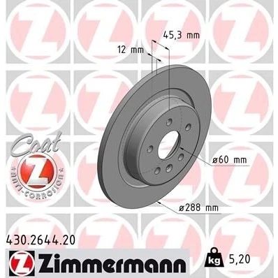 Imagem de ZIMMERMANN COAT Z 430.2644.20 Disco de travão 288 12 6/5 5 105 cheio revestido OPEL: Astra K Sports Tourer, Hatchback