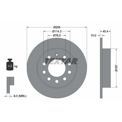 Imagem de TEXTAR 92166700 Disco de travão 258 10 05/10 114,3 cheio sem pernos fixação da roda, cubo roda HYUNDAI: Coupe II
