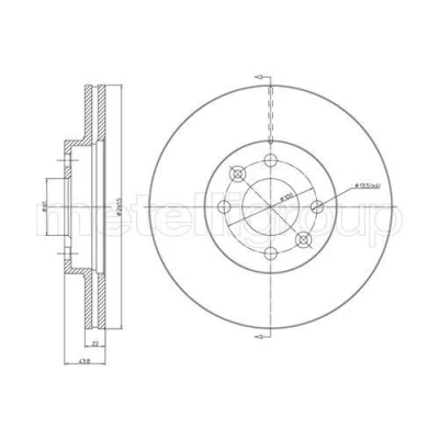 Imagem de METELLI Disco de travão RENAULT: MEGANE 1, LAGUNA 1 Grandtour 262,0mm 22,0mm 4 61,0mm ventilado pintado 23 0550C 7700802232,7701204300
