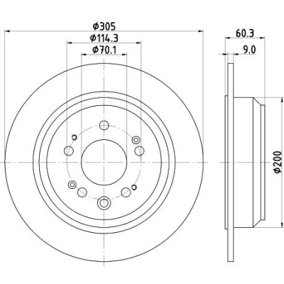 Imagem de HELLA 8DD 355 116 111 Disco de travão 305 9 05/10 114,3 cheio sem pernos fixação da roda, cubo roda HONDA: ACCORD 8 Kombi