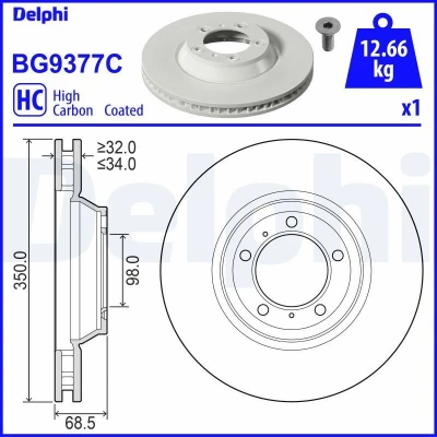 Imagem de Disco de travão DELPHI BG9377C