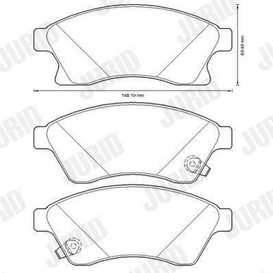 Imagem de Jurid 573332JC Jogo de pastilhas para travão disco White Low Dust Cerâmica com avisador sonoro desgaste OPEL: Astra J Hatchback