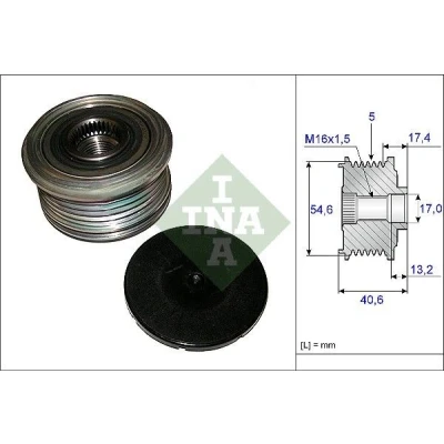 Imagem de INA 535 0109 10 Polia Roda Livre do Alternador 40,6 Ferramenta especial necessária para a montagem RENAULT: CLIO 2, 2 Kasten, Kangoo I Express