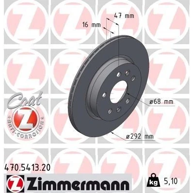 Imagem de ZIMMERMANN 470.5413.20 Disco de travão 292 16 7/5 5 114 interior ventilado revestido