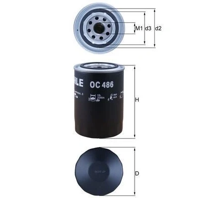 Imagem de MAHLE ORIGINAL OC 486 Filtro de óleo com uma válvula retenção aparafusado IVECO: DAILY 3 Kasten/Kombi, 3, Bus