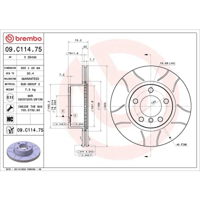 Imagem de BREMBO Disco de travão BMW: 3 Touring, Sedan, 4 Gran Coupe 300mm 22mm 5 interior ventilado, fendido revestido alto carbono 09.C114.75 34116792217