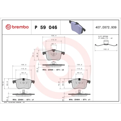 Imagem de BREMBO P 59 046 Jogo de pastilhas para travão disco OPEL: Vectra C Sedan, Caravan, CC, SAAB: 9 3 Carrinha, Cabrio