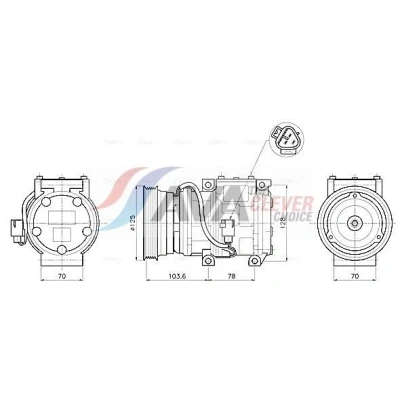 Imagem de AVA COOLING SYSTEMS TOAK798 compressor 10PA15L 12V PAG 46 R134a com óleo de PAG, embraiagem magnética, sem díodo