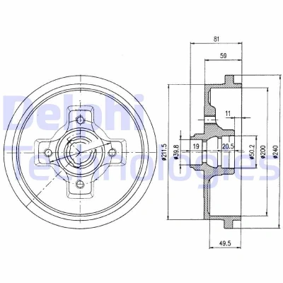 Imagem de DELPHI BF310 Tambor de Travão sem anel sensor do ABS, o rolamento da roda 240 VOLKSWAGEN: GOLF 3, Jetta 2, Polo III Hatchback, SEAT: Ibiza 2