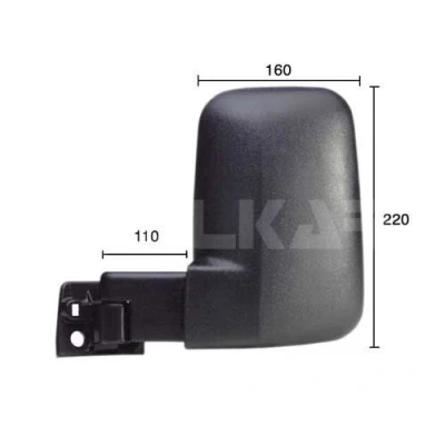 Imagem de espelho retrovisor Alkar 9261961 esquerda manual Braço do curto, convexo para veículo com volante à FORD: Transit Mk3 Minibus