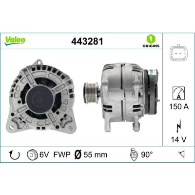 Imagem de VALEO 443281 Alternador 14V 150A RENAULT: MEGANE 2 Kombi, GRAND SCENIC 2, NISSAN: Qashqai / Qashqai+2 I, Juke, MICRA 3, DACIA: Duster SUV
