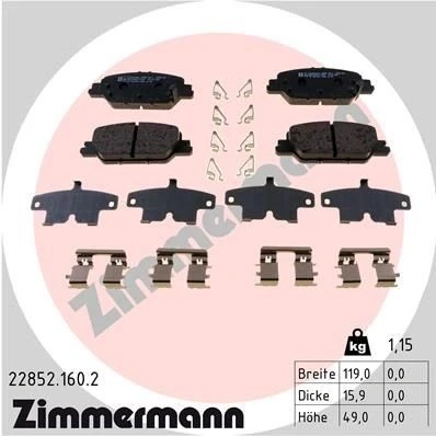 Imagem de ZIMMERMANN 22852.160.2 Jogo de pastilhas para travão disco