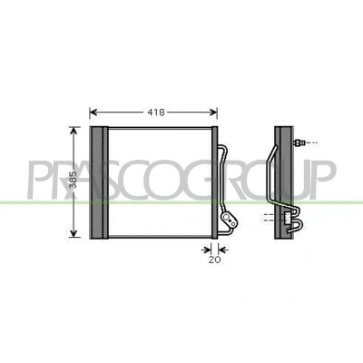 Imagem de PRASCO ME303C002 Condensador com secador 11 8 Alumínio 365 R 134a SMART: City Coupe, Fortwo I Cabrio