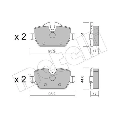 Imagem de METELLI 22 0641 0 Jogo de pastilhas para travão disco preparado indicador aviso desgaste BMW: 1 Hatchback, 3 Touring, Coupe
