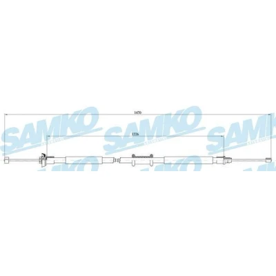 Imagem de SAMKO C0197B Cabo de Freio Mão 1455, 1230mm Travão tambor FIAT: Punto II Hatchback