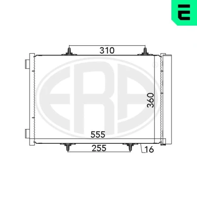 Imagem de ERA 667025 Condensador com secador 555 CITROËN: DS3 Hatchback, C3 I II, PEUGEOT: 207 CC, 208 Hatchback