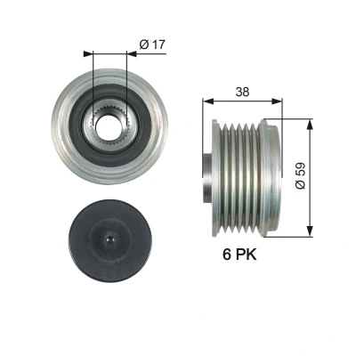 Imagem de GATES OAP7177 Polia Roda Livre do Alternador 38 FleetRunner Micro V Stretch Fit