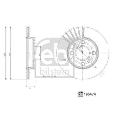 Imagem de FEBI BILSTEIN Disco de travão Eixo dianteiro 238mm 17mm 5furos 100mm interior ventilado 196474 Discos