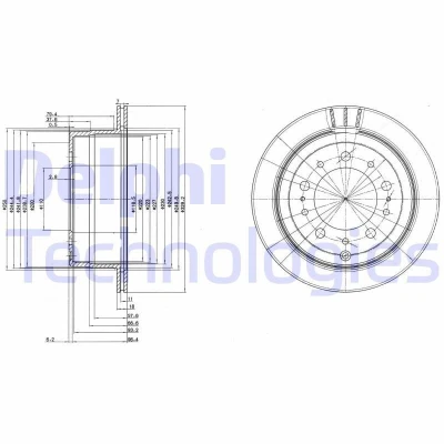 Imagem de DELPHI BG3534 Disco de travão 330 18 5 ventilado oleado não tratado sem o rolamento da roda, anel sensor do ABS TOYOTA: Land Cruiser 100