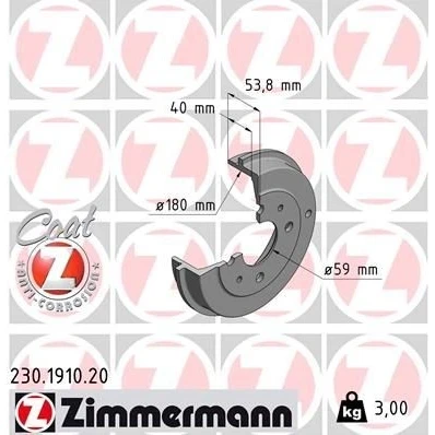 Imagem de ZIMMERMANN COAT Z 230.1910.20 Tambor de Travão 214mm FIAT: Punto I Hatchback, II BRAVO 1, PEUGEOT: Bipper Van, FORD: KA Hatchback