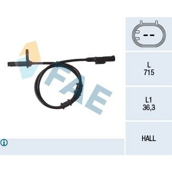 Imagem de FAE 78107 Sensor de ABS Eixo dianteiro Hall 2 715 MERCEDES BENZ: Classe E Sedan