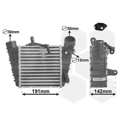 Imagem de VAN WEZEL 58004213 Intercooler com tampa de fecho, sem sensor pressão, orifício para SEAT: Ibiza 3, VOLKSWAGEN: Polo IV Hatchback