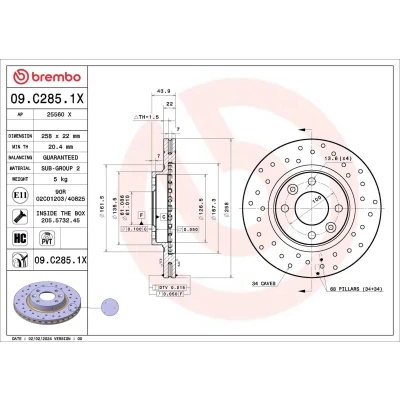 Imagem de 2x BREMBO Disco de travão RENAULT: Clio 4, V Hatchback, DACIA: Jogger I MPV, SANDERO 2, LOGAN MCV SMART: Forfour II Hatchback Xtra