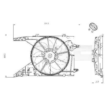 Imagem de TYC 828 0002 ventilador de radiador para veículos com ar condicionado 380 320 estrutura do (caixilho)