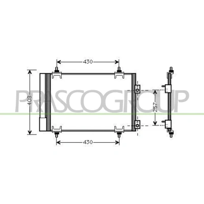 Imagem de PRASCO CI424C002 Condensador com secador 14 11 Alumínio 545 R 134a CITROËN: C4 I Hatchback, Grand Picasso, Berlingo II Van, PEUGEOT: 307 SW