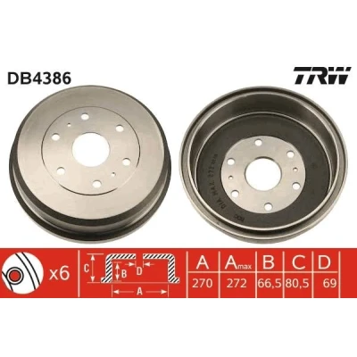 Imagem de TRW DB4386 Tambor de Travão