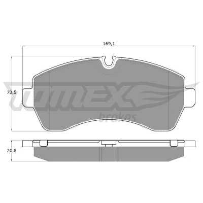 Imagem de TOMEX brakes TX 14 24 Jogo de pastilhas para travão disco Eixo dianteiro preparado indicador aviso desgaste