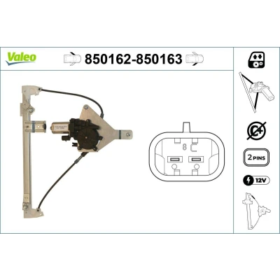 Imagem de Valeo Elevador de vidro à frente, lado esquerdo elétrico com motor sem função conforto 850162 FIAT: Panda I Hatchback