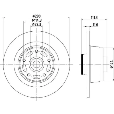 Imagem de HELLA 8DD 355 133 311 Disco de travão 290 11 05/05 114,3 cheio revestido com anel sensor do ABS, o rolamento da roda, cubo roda