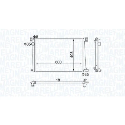 Imagem de MAGNETI MARELLI 350213168600 Radiador, arrefecimento do motor 600 408 16 Aletas de refrigeração soldadas MINI: Hatchback