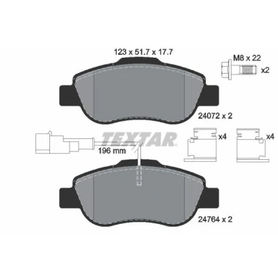 Imagem de TEXTAR 2476401 Jogo de pastilhas para travão disco com contacto avisador desgaste integrado FIAT: 500 C Cabrio, FORD: KA Hatchback