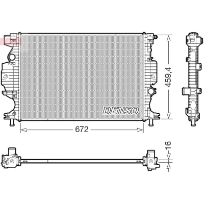 Imagem de DENSO DRM10121 Radiador, arrefecimento do motor 672mm 459mm 16mm