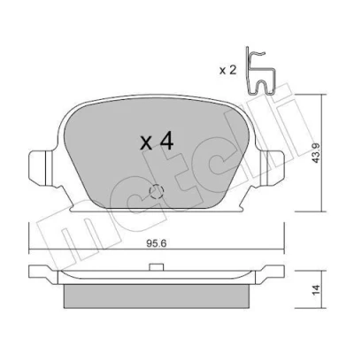 Imagem de METELLI 22 0541 0 Jogo de pastilhas para travão disco com avisador sonoro desgaste OPEL: Corsa C Hatchback, Tigra Twintop