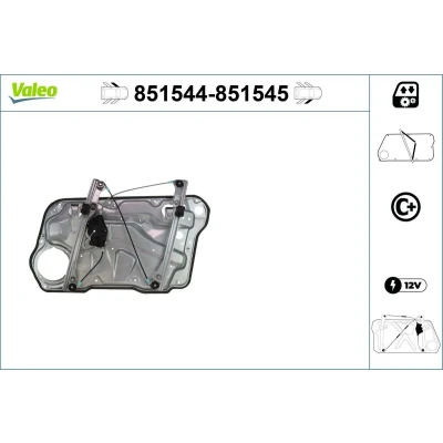 Imagem de Valeo Elevador de vidro à frente, lado esquerdo elétrico com placa aparafusamento sem motor função conforto 851544 VOLKSWAGEN: Golf 4